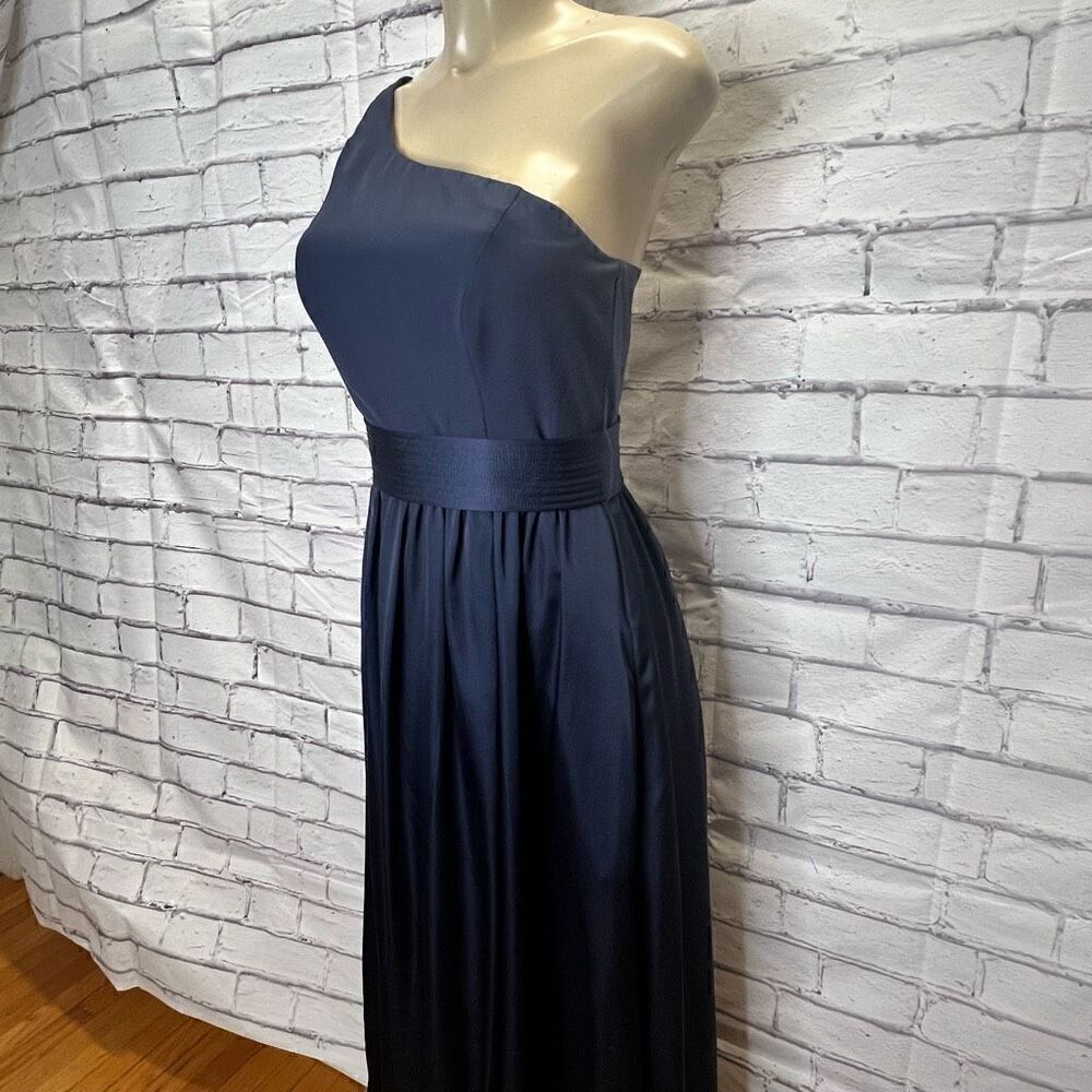 Vera Wang Womens Midnight Blue Sleeveless Lined One Shoulder Maxi Dress Size 4 - Picture 3 of 10